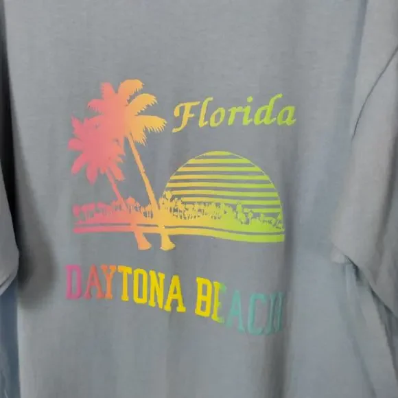 Vintage The Game Sz Large 90s Neon Puff Paint Daytona Beach Florida T Shirt - Picture 2 of 8